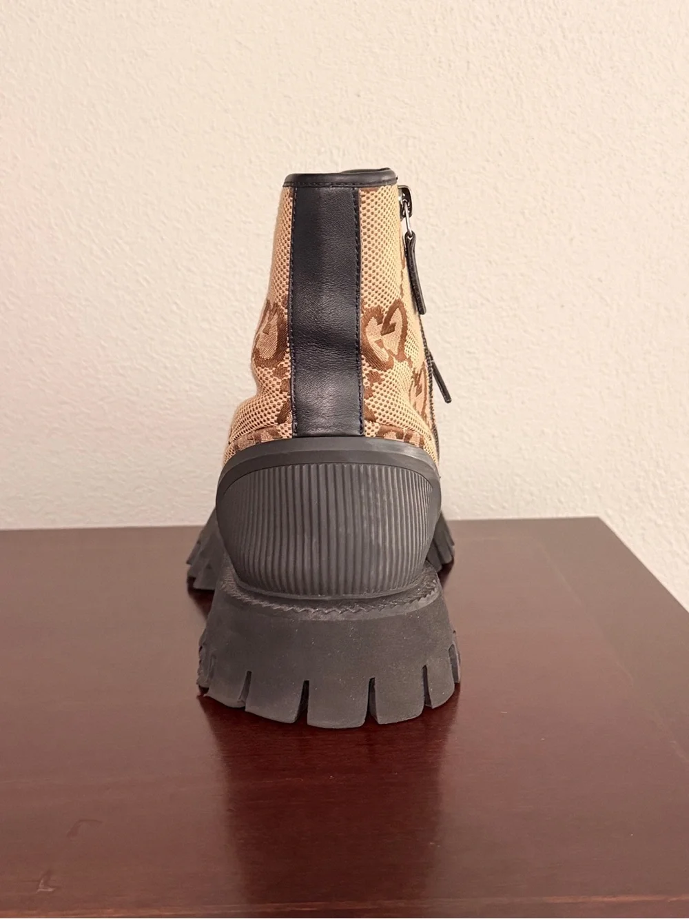 Gucci GG Canvas Combat Boots - Tan/Brown with COA